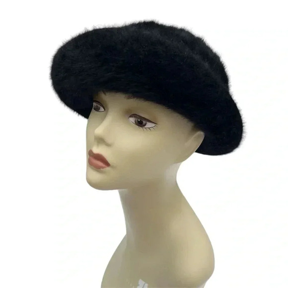 Vintage Kangol Black Angora Mix Cloche Bucket Hat - Picture 1 of 3